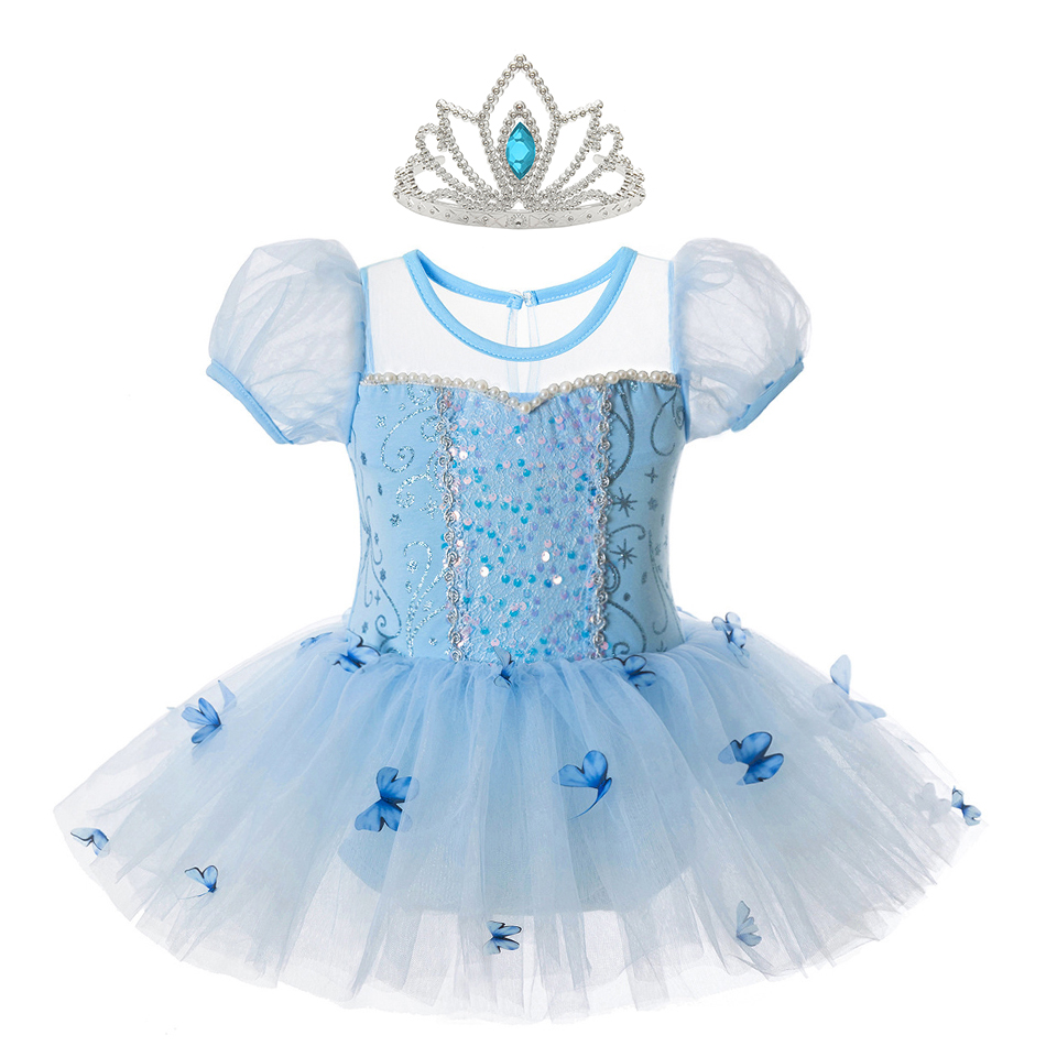 Baby Q Clothing - Cinderella Dancing Dress Girls Butterfly Applique