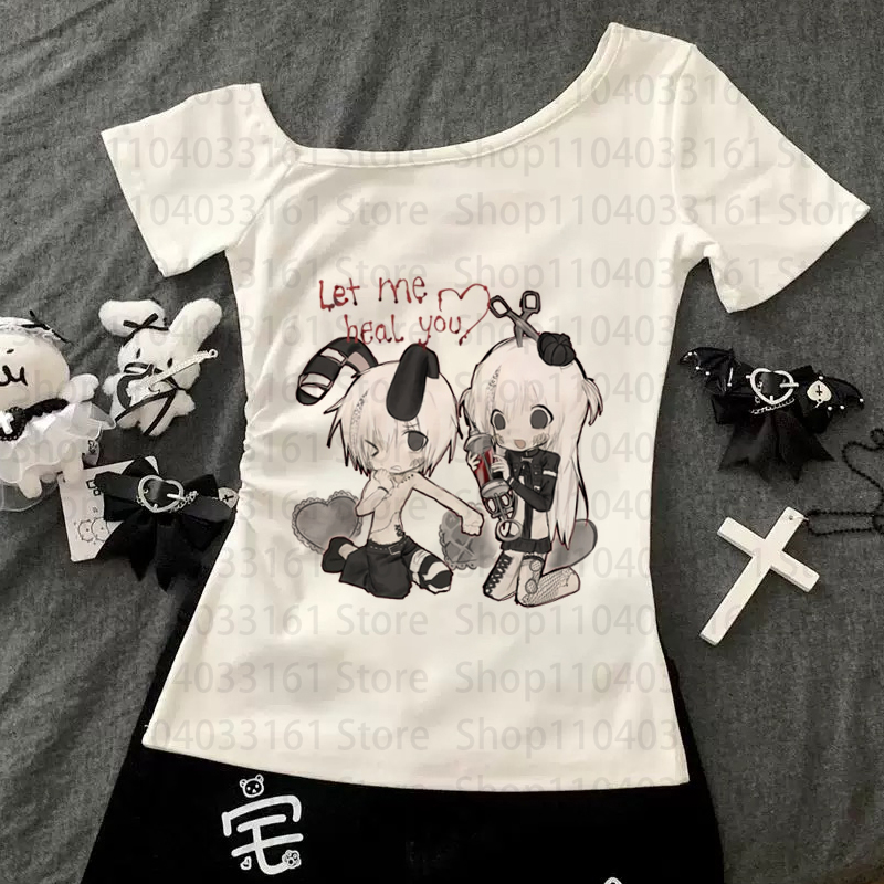 Anime Girl Y2k T-shirt Gothic  - đánh giá và giá Baby Y2K Clothing
